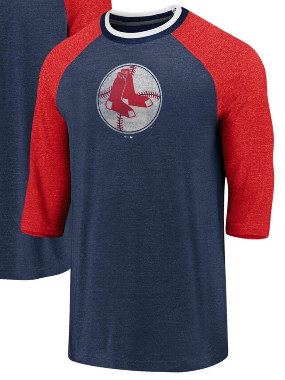 Men's Boston Red Sox Fanatics True Classics Tri-Blend Raglan 3/4-Sleeve T-Shirt